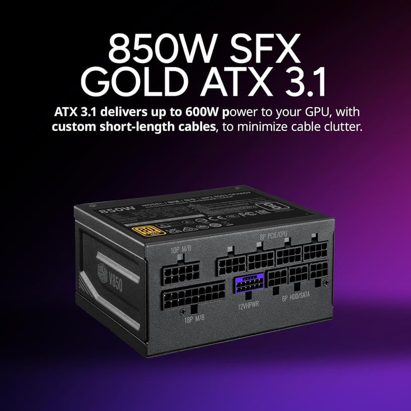 Cooler Master NR200P MAX V2 Mini-ITX PC Case, Top-Mount 280mm AIO, 357mm Vertical GPU Mount, V850W SFX Gold PSU, 90° 12VHPWR, 600W PCIe 5.1, Compatible RTX 5090, RX 7090 XT, Tempered Glass, DIY