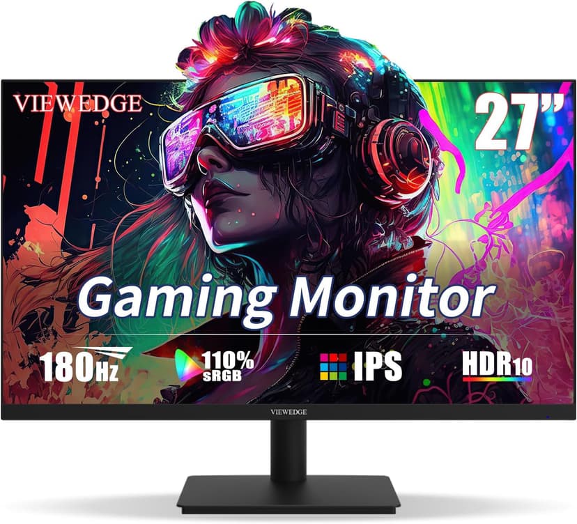 Gaming Monitor 27 inch 180hz (Supports 144hz/165hz) 1ms, 110% sRGB with HDR 10 | 1080p IPS Screen, DP HDMI, Built-in Speakers, Support Freesync and Wall Mount