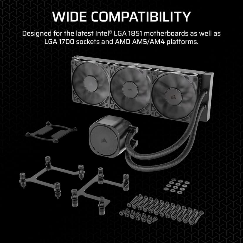 CORSAIR Nautilus 360 RS Liquid CPU Cooler – 360mm AIO – Low-Noise – Direct Motherboard Connection – Daisy-Chain – Intel LGA 1851/1700, AMD AM5/AM4 – 3X RS120 Fans Included – Black