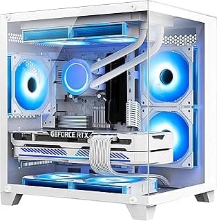Panorama Gaming PC Desktop Computer - AMD Ryzen 7 5700G 3.8 GHz, RTX 4060 8GB, 32GB DDR4 RAM 3200, 1TB M.2 PCIE + 1TB SATA SSD, 650W PSU, 240mm AIO, Windows 11 Pro 64-bit, White