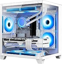 Panorama Gaming PC Desktop - AMD Ryzen 7 5700X 3.4 GHz, RTX 4070 Super 12G, 32GB DDR4 RAM 3200, 1TB M.2 PCIE SSD + 2TB SATA SSD, Windows 11 Pro 64-bit Desktop Computer, White