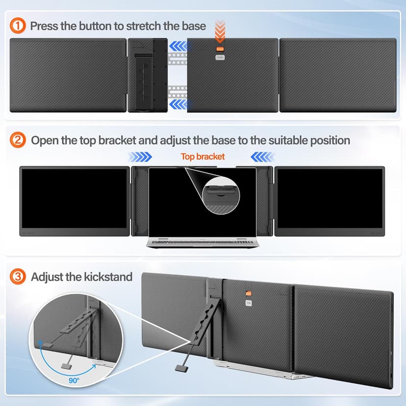 2025 New Upgraded Laptop Screen Extender Portable Monitor, 1080P FHD IPS Screen, Monitor Extender for Laptop, Fit for 13-17" Laptop, Plug & Play Compatiable with Windows/Mac/Android/Switch (14 inch)