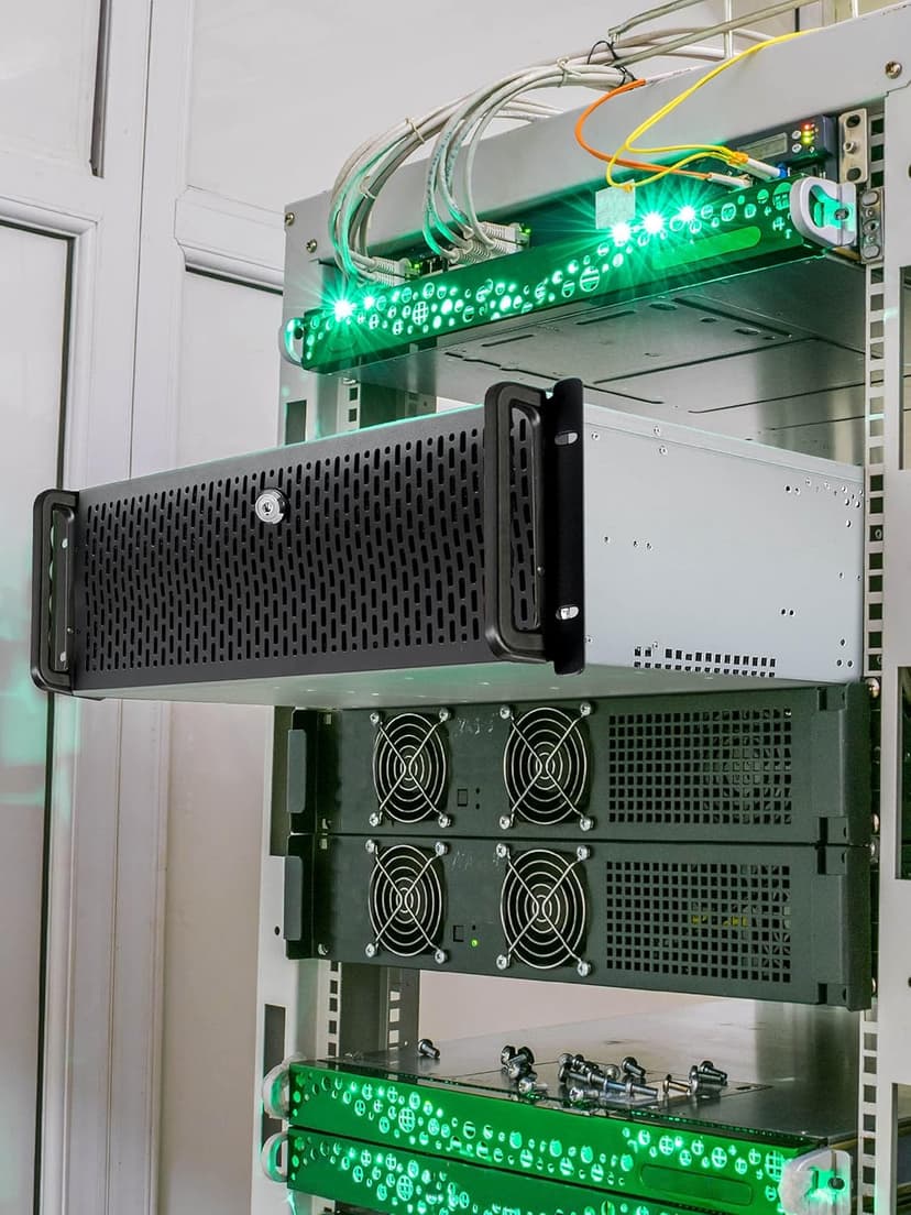 Rosewill 4U Server Chassis Hot Swap HDD 12 Bay Rack Mount Server Case, Support 12x 3.5 HDD Bays E-ATX Board, Rackmount Server Case Include Front 3X 120mm Fans Rear 2X 80mm Fans, 25" Deep RSV-L4412U