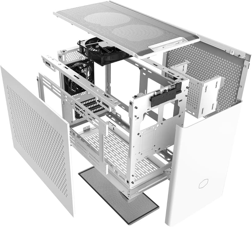 Cooler Master NR200 White Mini-ITX PC Case, 330mm Horizontal Triple-Slot Mount GPU, 240mm|280mm AIO, SFX PSU 130mm, Compatible RX 7900 XTX|4080 Super, Vented Panels, DIY