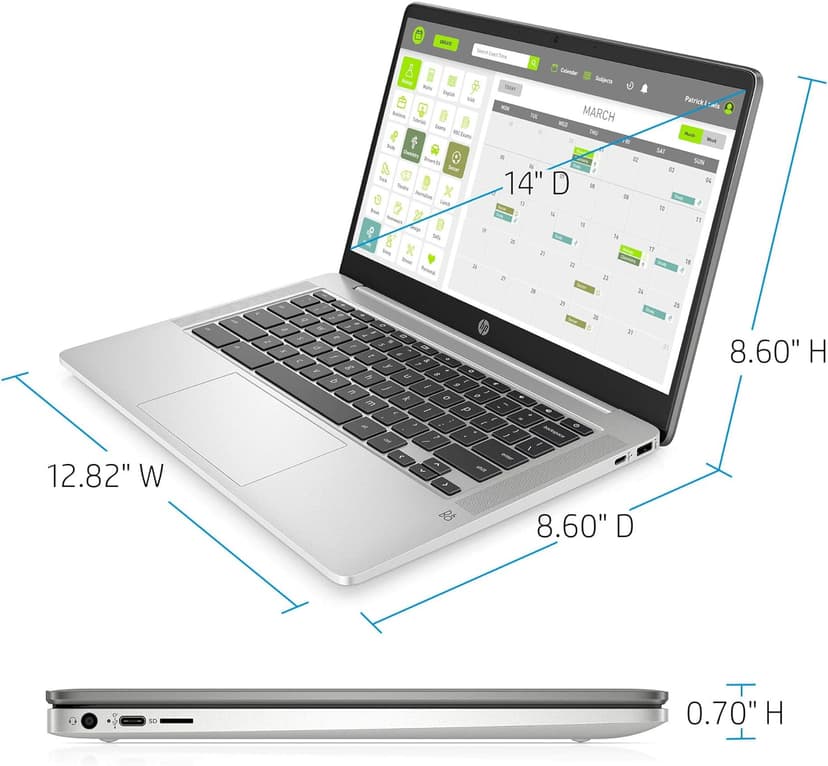 HP Chromebook 14-inch HD Laptop, Intel Celeron N4000, 4 GB RAM, 32 GB eMMC, Chrome (14a-na0010nr, Mineral Silver)
