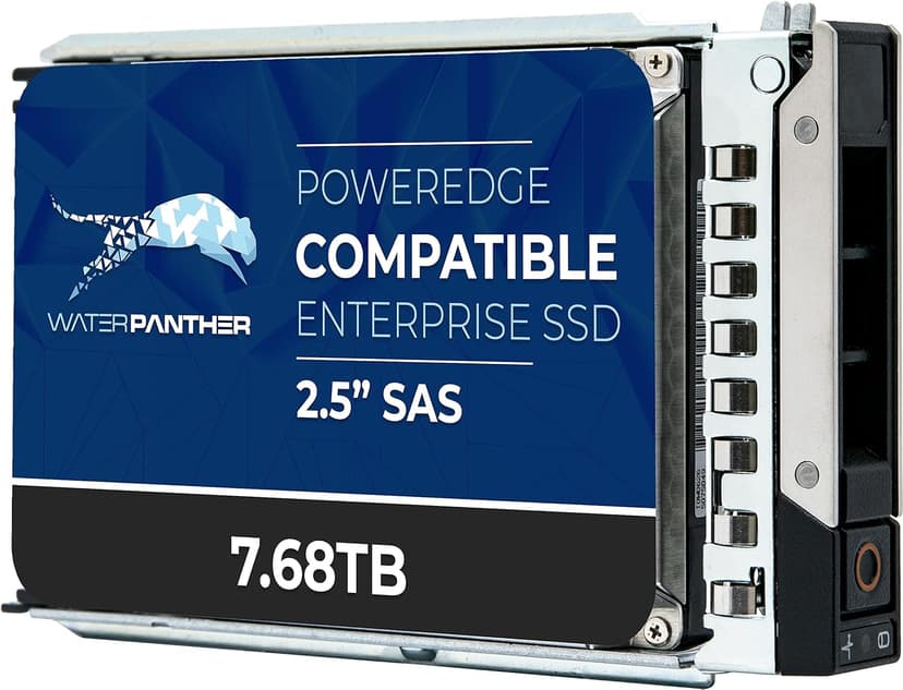 Water Panther 7.68TB SAS 12Gbps 2.5-inch x 15mm Enterprise SSD in 14G/15G/16G Tray Compatible with Dell PowerEdge Servers 0N85XX 0X8F87 R340 R640 R450 R650 C6600 NX440 T440 (Renewed)