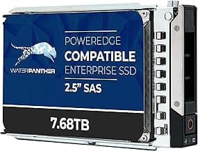 Water Panther 7.68TB SAS 12Gbps 2.5-inch x 15mm Enterprise SSD in 14G/15G/16G Tray Compatible with Dell PowerEdge Servers 0N85XX 0X8F87 R340 R640 R450 R650 C6600 NX440 T440 (Renewed)