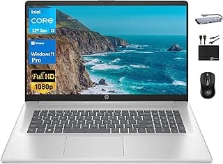 HP 17 Business Laptop 2024 Flagship, 17.3" FHD IPS Display, 6-Core Intel i3-1215U (Upto 4.4 GHz), 16GB RAM, 1TB SSD, UHD Graphics, Wi-Fi, Privacy Camera, Long Battery, Windows 11 Pro +MarxsolAccessory