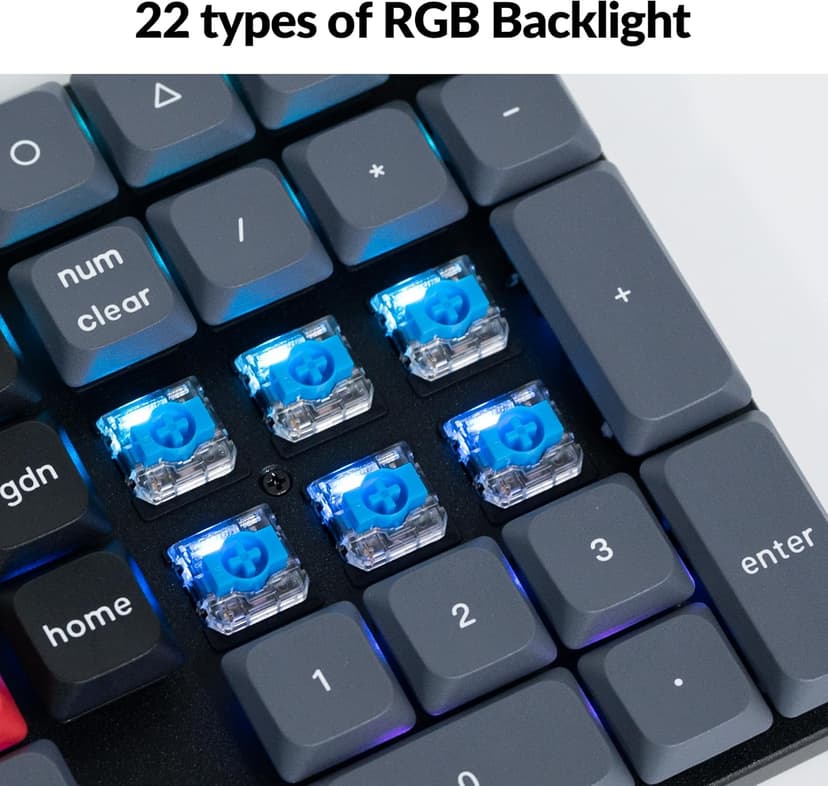 Keychron K17 Pro Low-Profile QMK/VIA Custom Wireless Mechanical Keyboard with Numpad Programmable Knob Bluetooth/Wired RGB Backlight Compatible with Mac Windows Linux