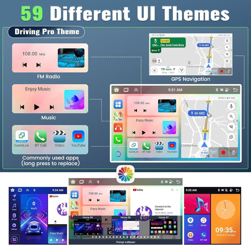 [8 Core 4G+64G] Android 13 Car Stereo for Dodge Ram 1500 2500 3500 2013-2019 with Wireless Apple Carplay Android Auto,9'' HD Touchscreen Dodge Ram Radio with WiFi,GPS/Bluetooth FM/RDS +Backup Camera
