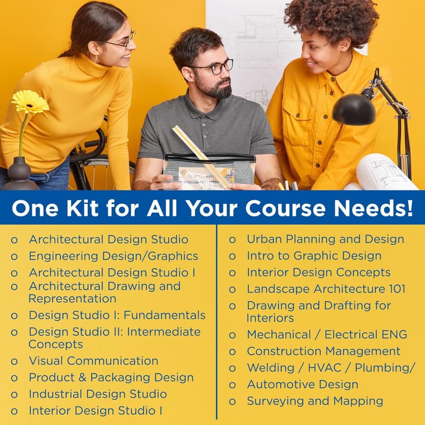 ALVIN Academy Drafting, Drawing and Design Signature Kit | 17 Pieces | Class Tools for Geometry, Architecture and Engineering Students | - Model DDKS3