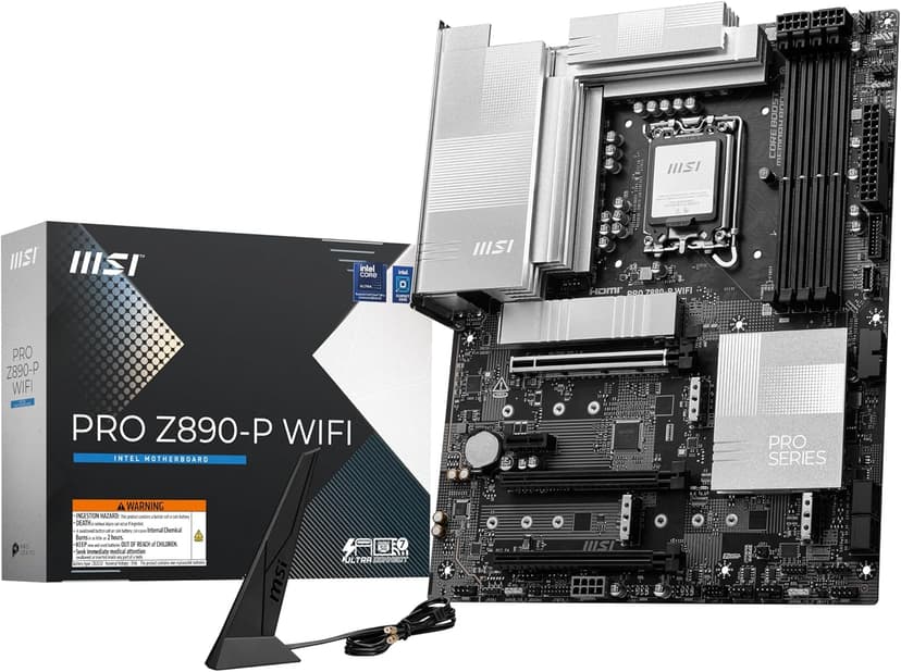 MSI PRO Z890-P WiFi ProSeries Motherboard (Supports Core Ultra Series 2 Intel Processors, LGA 1851, DDR5, PCIe 5.0, M.2, SATA, 5Gbps LAN, USB Type-C, Wi-Fi 7, Bluetooth 5.4, Thunderbolt 4, ATX)