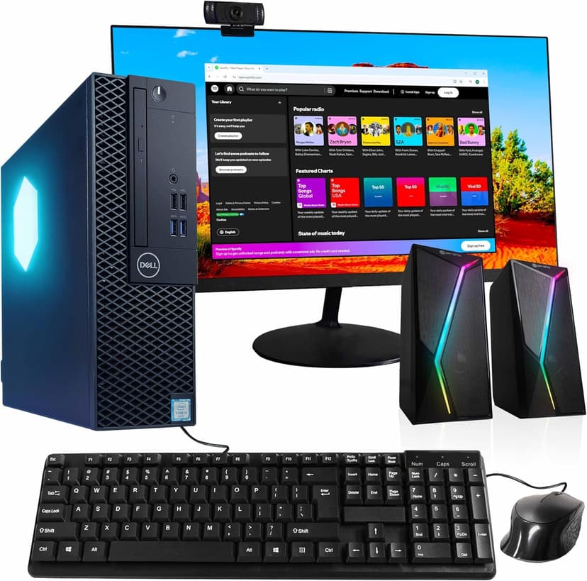 Dell Optiplex Computer PC w/RGB Lighting | Windows 11 Pro | Ultra Fast Intel i5-8500 | 16GB DDR4 RAM | 1TB SSD Solid State | New 24in LCD Monitor | Home or Office PC (Renewed)