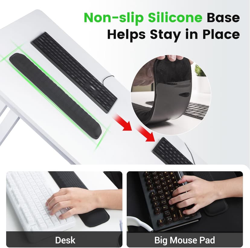 MEKASS Keyboard Wrist Rest, Soft Memory Foam Wrist Support for Keyboard, Keyboard Hand Rest Pad for Wrist Pain Relief, Keyboard Wrist Guard for Long Hours of Work, Gaming, Studying（Classic Black）