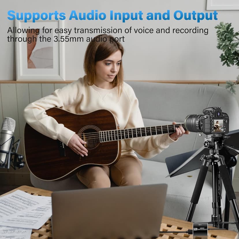 4K Audio Video Capture Card,1080P 60FPS/2K 30FPS HDMI to USB-C with USB A 3.0 Adapter, for Teaching, Gaming, Streaming, Broadcasting,Work with PS5/Switch/Camera/PC/OBS