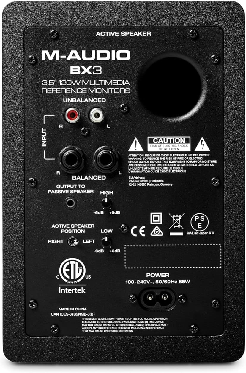 M-Audio BX3 3.5" Studio Monitors, HD PC Speakers for Recording and Multimedia with Music Production Software, 120W, Pair, Black