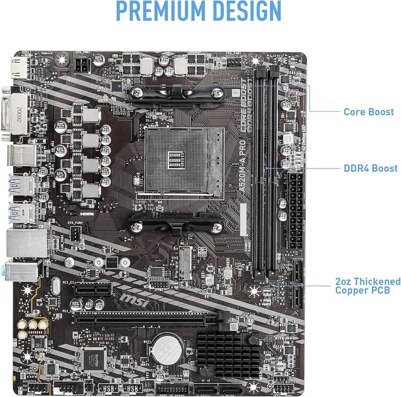 INLAND AMD Ryzen 5 5500 Unlocked Desktop Processor with MSI A520M-A PRO Gaming Motherboard (AMD AM4, DDR4, PCIe 4.0, Micro-ATX),