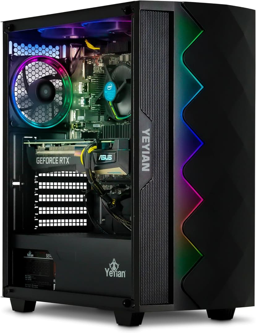 YEYIAN Shoge Gaming Computer - Intel 11th Gen i5-11400F 4.4 GHz, GeForce RTX 3060 Ti Gaming PC Desktop, 512GB NVMe SSD, 16GB DDR4 3200MHz RAM, Stock Fan, Win 11 Home, WiFi 6, 650W PSU