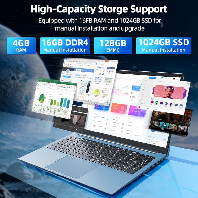 Naclud 15.6 Inch Laptops, 20GB RAM 128GB EMMC+1024GB SSD, Gray | Laptop Computer, Celeron N5095 Quad-Core, Windows 11 Computers, 7000mAh, WiFi 6, BT5.2, USB 3.2 * 3, HDMI, Type-C