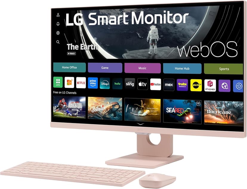 LG 27SR5BF-P 27-inch FHD (1920x1080) Smart Monitor with Streaming TV, webOS, Wireless Keyboard, Mouse, HDR10, IPS Display, webOS, Speaker, ThinQ App, Remote Control, Pink