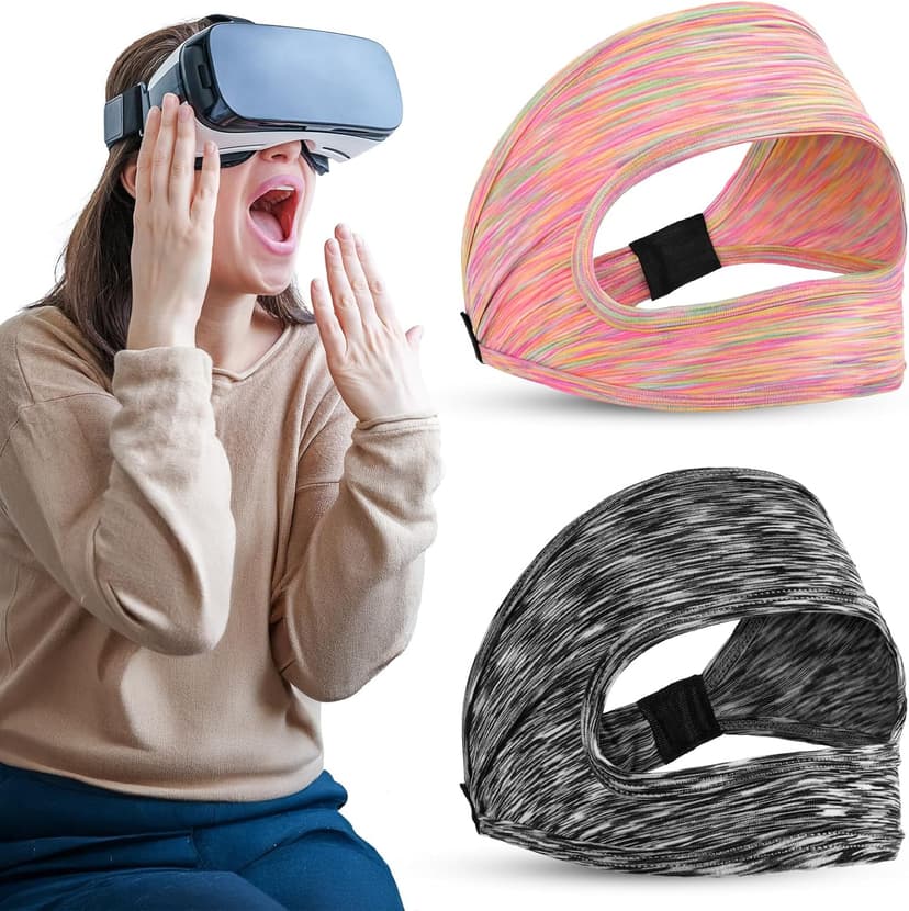 2 Pcs VR Eye Mask Adjustable Breathable VR Goggles Sweat Band VR Face Pad for Most VR Devices Accessories Any Head Size