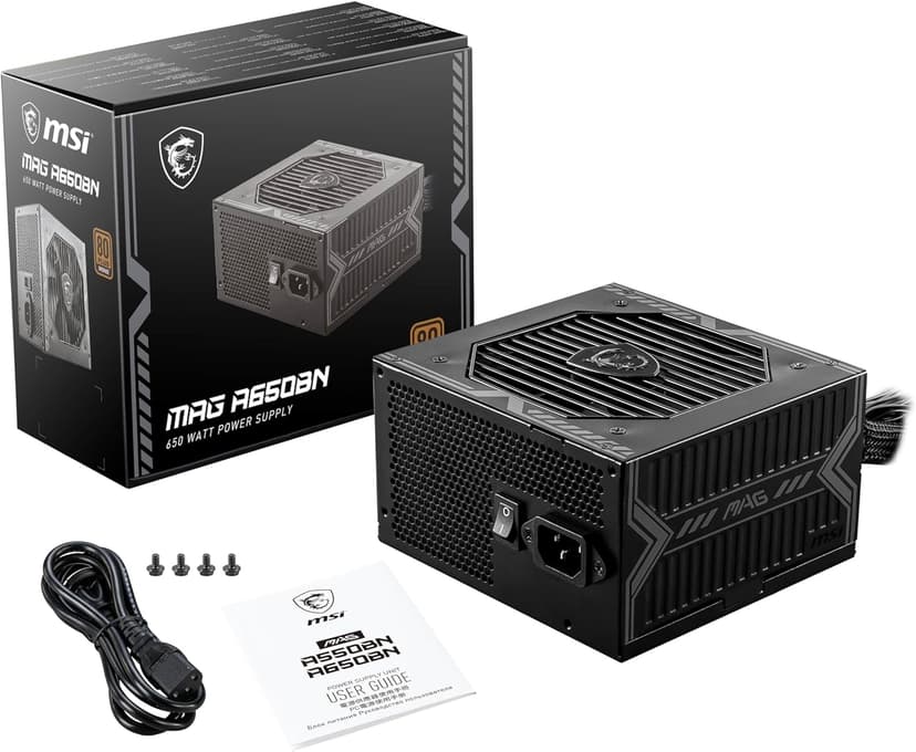 MSI MAG A650BN Gaming Power Supply - 80 Plus Bronze Certified 650W - Compact Size - ATX PSU