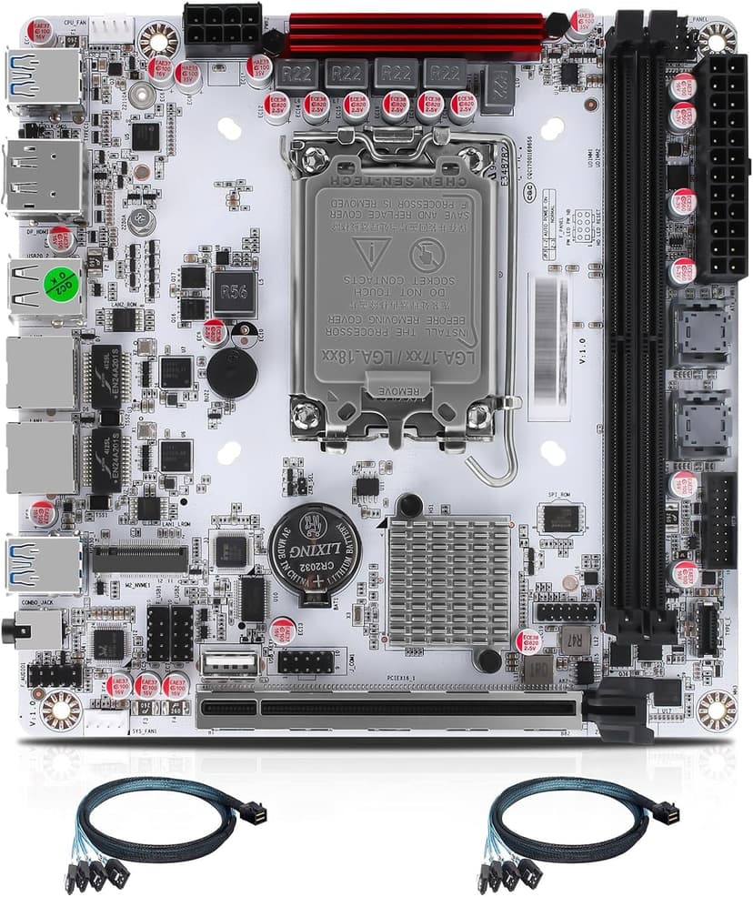 StoneStorm Q670 8-Bay NAS Mini ITX Motherboard(LGA1700, 12th/13th/14th Gen. Desktop Processor), 2*U-DIMM DDR5 MAX 64G, 3*M.2 NVMe, 8*SATA, i226-LM 2.5G vPro, 3*USB3.2, 1*Type-C 20Gbps, Dual 4K Display