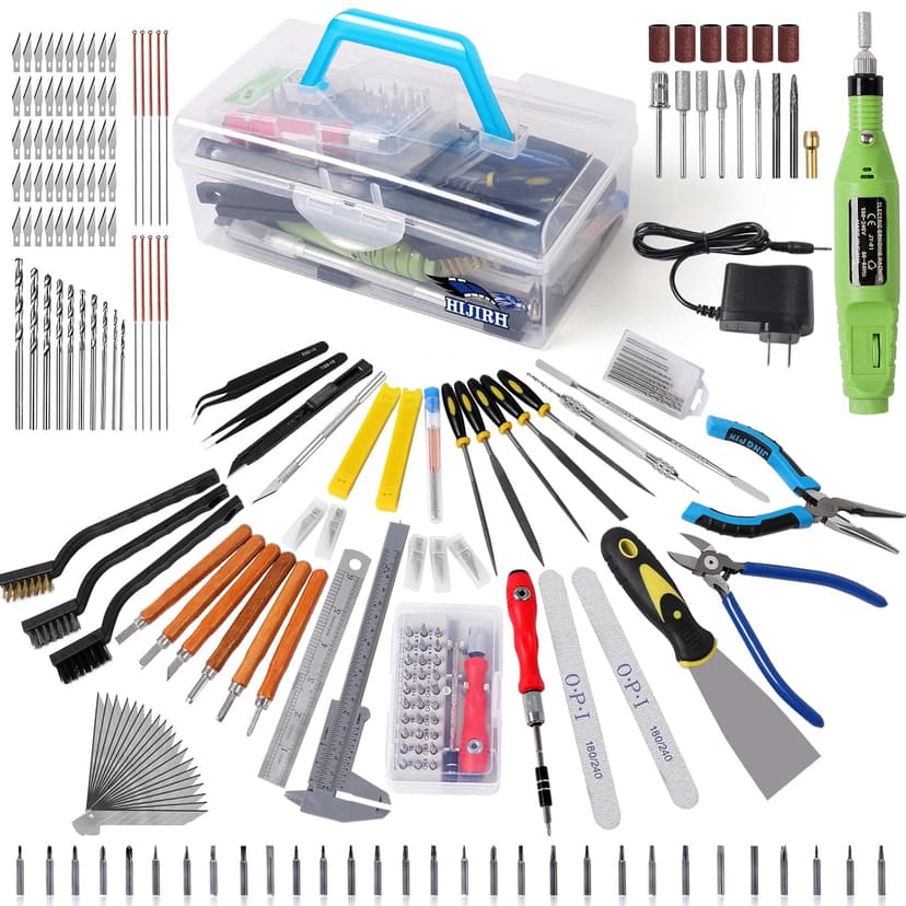 HIJIRH 165 Pcs Pro Grade 3D Printing Tool Kit,3D Printer Tool Kits,Diverse 3D Printer Accessory Including Electric Polishing Machine,Tool Box,for Remove/Trim and Finish 3D Print