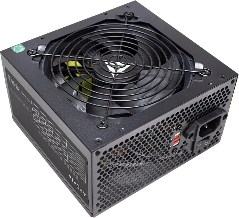 APEVIA VENUS500W Venus 500W ATX Power Supply with Auto-Thermally Controlled 120mm Fan, 115/230V Switch, All Protections