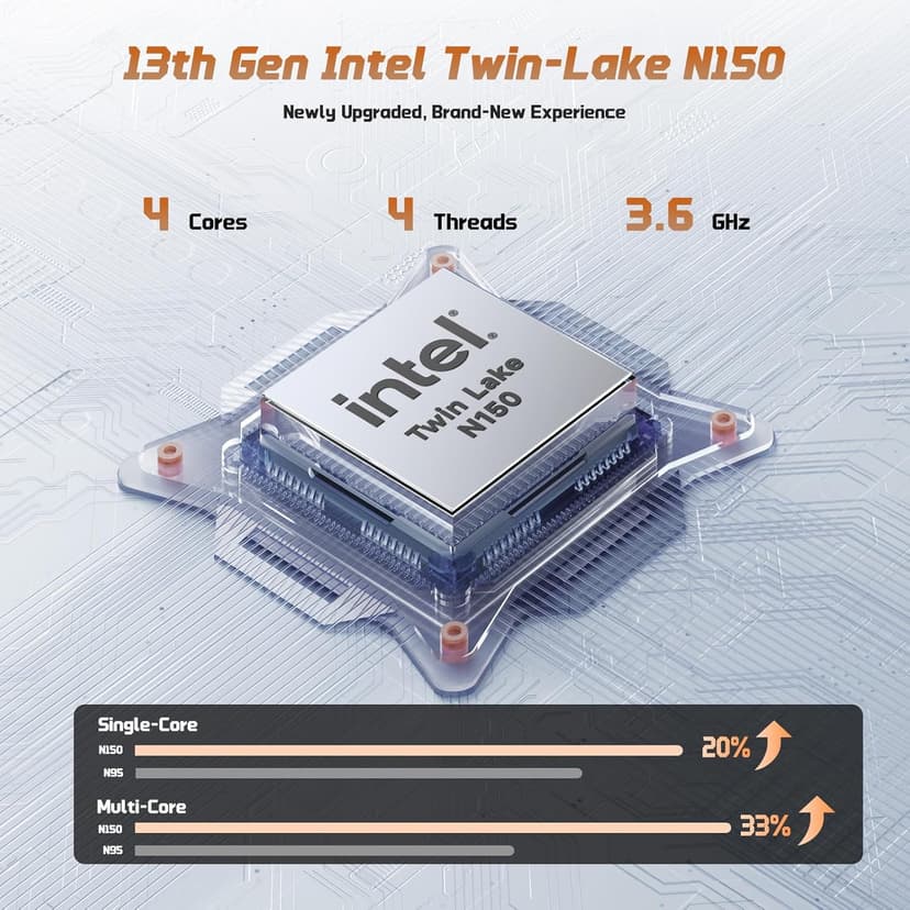 15.6" FHD IPS Student-Laptop Computer - 8GB RAM 256GB SSD, 4 Cores 13th Gen Intel N150(Beat to i3-1115G4, Up to 3.6GHz), 65W GaN Type-C, Fingerprint, Backlit Keyboard, Wi-Fi 6, BT5.2, Numpad