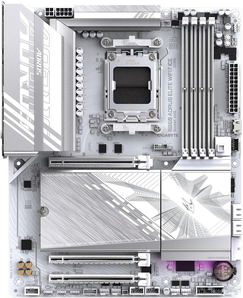 GIGABYTE B850 AORUS Elite WIFI7 ICE AMD AM5 LGA 1718 Motherboard, ATX, DDR5, 3X M.2, PCIe 5.0, USB-C, WIFI7, 2.5GbE LAN, EZ-Latch, 5-Year Warranty