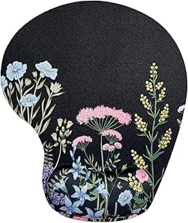 Mouse Pad with Wrist Support, Ergonomic Mouse Pads with Memory Foam Wrist Rest, Easy Typing Pain Relief, Comfortable Home Office Computer Wrist Support Pads for Working Studying Gaming, Flowers-01
