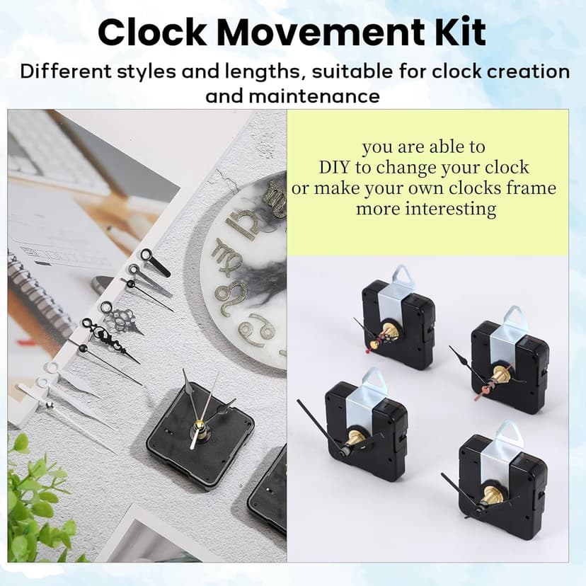 5 Pcs Clock Movement Mechanism Parts Silence Quartz DIY Wall Clock with 7 Different Pairs Clock Hands Replacement Kit