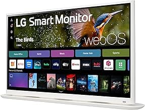 LG 32SR70U-W 32-Inch 4K UHD Smart Monitor with IPS Display webOS 23 USB Type-C Speakers x2 HDR 10 AirPlay 2 Screen Share Bluetooth Remote - White