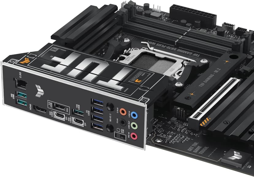 ASUS TUF Gaming X870-PLUS WiFi AMD AM5 X870 ATX Motherboard, 16+2+1, 80A SPS Power Stages, DDR5, PCIe 5.0 Ready, Four M.2 Slots, Wi-Fi 7, 2.5Gb LAN, HDMI, USB4® 40Gbps, SATA 6 Gbps, USB 20Gbps Type-C