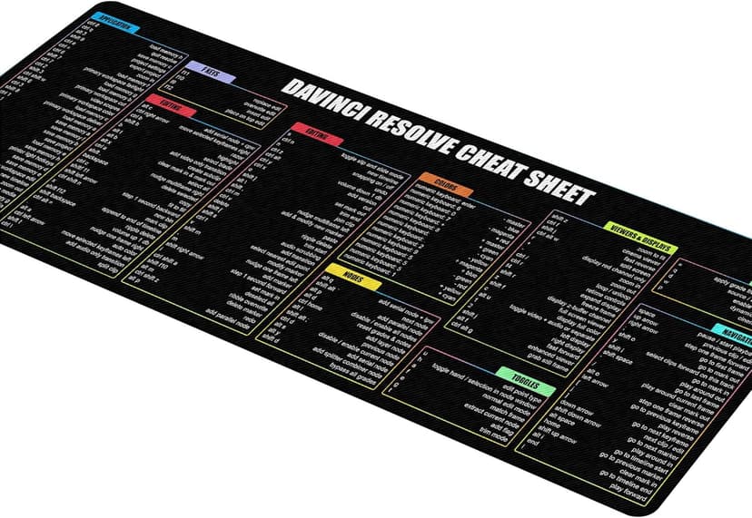 Davinci Resolve Shortcuts Mouse Pad – Large Computer Accessory & Desk Mat for Windows PC, Non-Slip, Extended Keyboard & Mousemat for Video Editing KMH