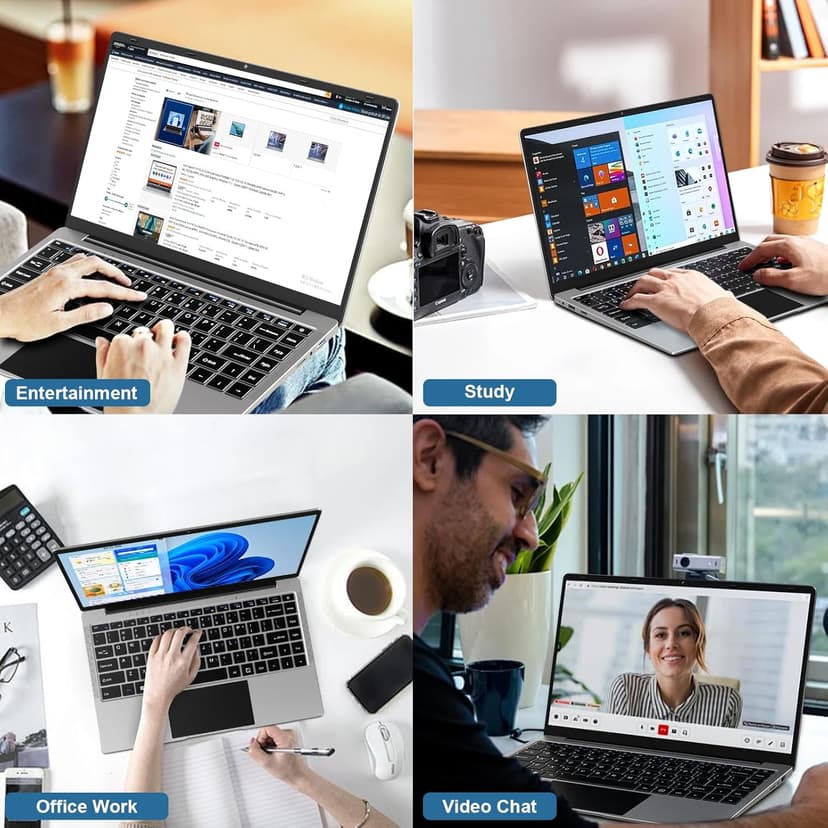 2025 14 Inch Laptop Computer Win 11 8GB+256GB SSD Up to 1TB SSD Expand Laptops N4020 Up to 2.8Ghz DDR4 1080p FHD Dual WiFi BT4.2 with Webcam Screen Projection Function for Business Student--Silver