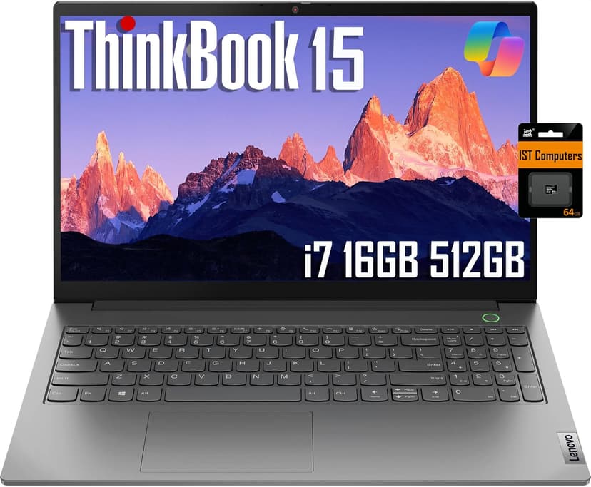 Lenovo ThinkBook 15 Gen 4 Business Laptop (15.6" FHD Anti-Glare, Intel 10-Core i7-1255U, 16GB RAM, 512GB SSD), 1080p Webcam, Fingerprint, IST SD Card, Thunderbolt 4, Ethernet, Win 11 Pro w/Copilot