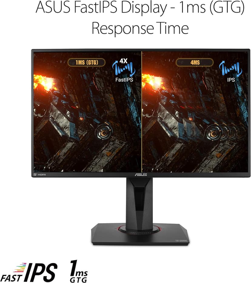 ASUS TUF Gaming VG259QM 24.5” Monitor, 1080P Full HD (1920 x 1080), Fast IPS, 280Hz, G-SYNC Compatible, Extreme Low Motion Blur Sync,1ms, DisplayHDR 400, Eye Care, DisplayPort HDMI BLACK