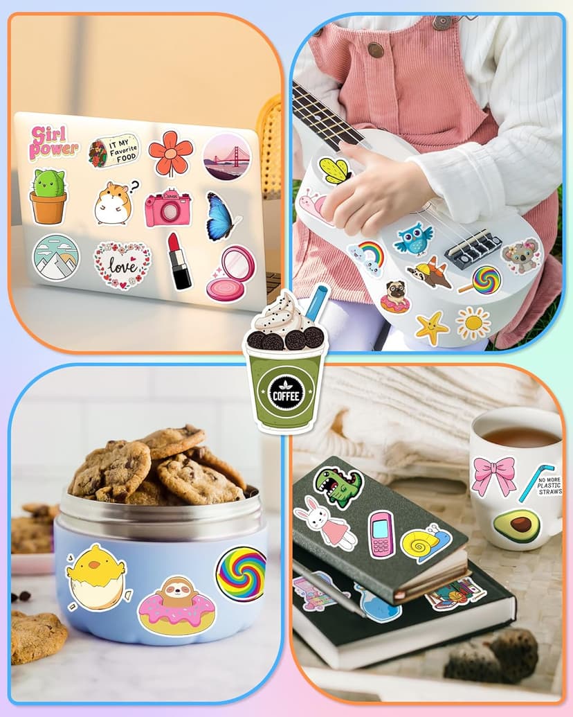 300 Pcs Stickers for Kids, Cute Water Bottle Vinyl Waterproof Laptop Stickers for Students Gifts School Supplies Classroom Teacher Prizes Sticker Pack for Kids Girls Teens
