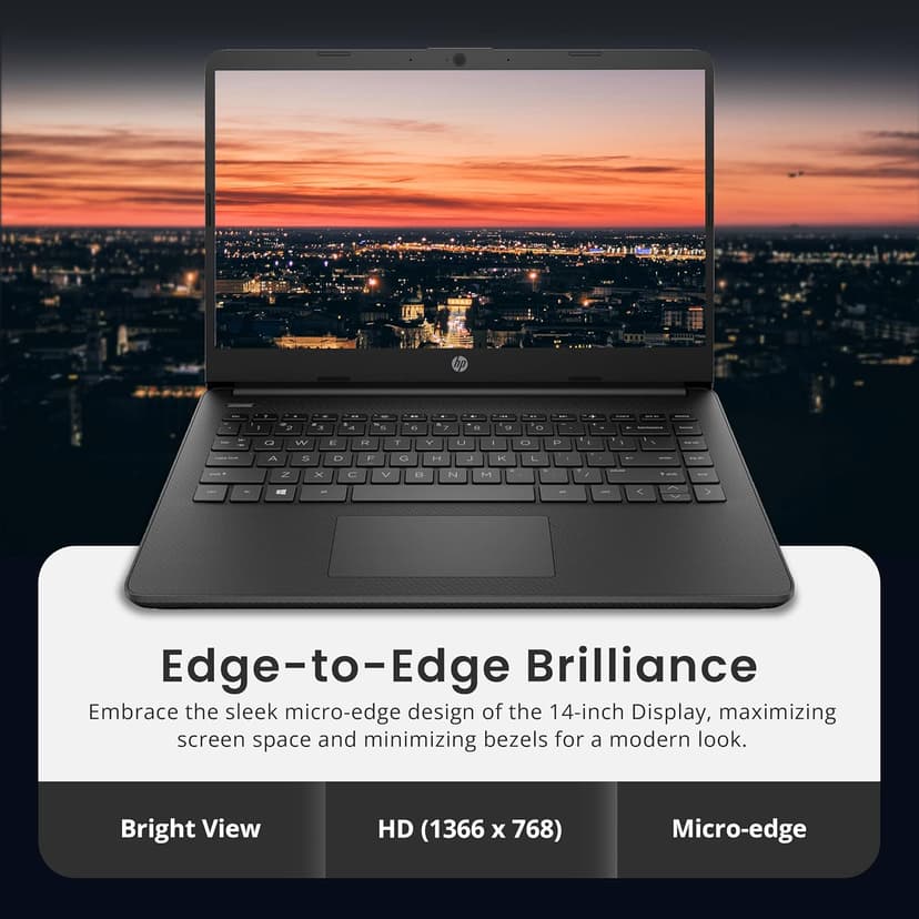 HP Flagship 14" HD Laptop with 1 Year Office 365 | 16GB RAM | 1.28TB Storage(128GB EMMC & 160GB Docking Station Set & 1TB Cloud Storage) | Intel 4-Core Processor | Webcam | Wi-Fi | Windows 11 | Black