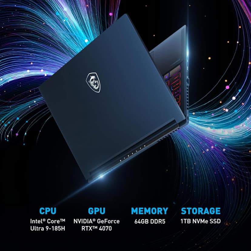 MSI Stealth 16 AI Studio 16” 240Hz QHD+ Gaming Laptop: Intel Core Ultra 9, NVIDIA Geforce RTX 4060, 32GB DDR5, 1TB NVMe SSD, Thunderbolt 4, Cooler Boost Trinity+, Win 11 PRO: Star Blue A1VFG-028US