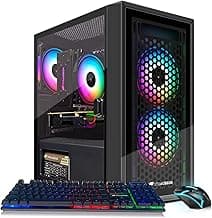 STGAubron Gaming PC Computer Desktop, Radeon RX 560 4G, Intel i7 Xeon E5 up to 3.0GHz, 16GB RAM, 512GB SSD, WiFi, BT 5.0, RGB Fan x3, Windows 10 Home for Gamer, Streaming