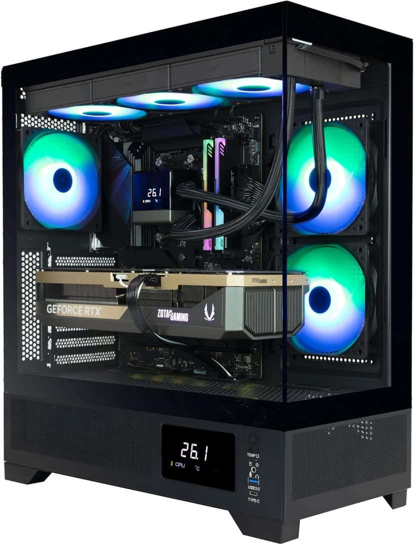 ZOTAC MEK AI-Enhanced Gaming PC Desktop Computer - NVIDIA GeForce RTX 5090, AMD Ryzen 7 9700X 5.5GHz, 32GB DDR5 RGB, 2TB NVME M.2 SSD, 1300W 80+ Gold PSU, WiFi 7, Windows 11