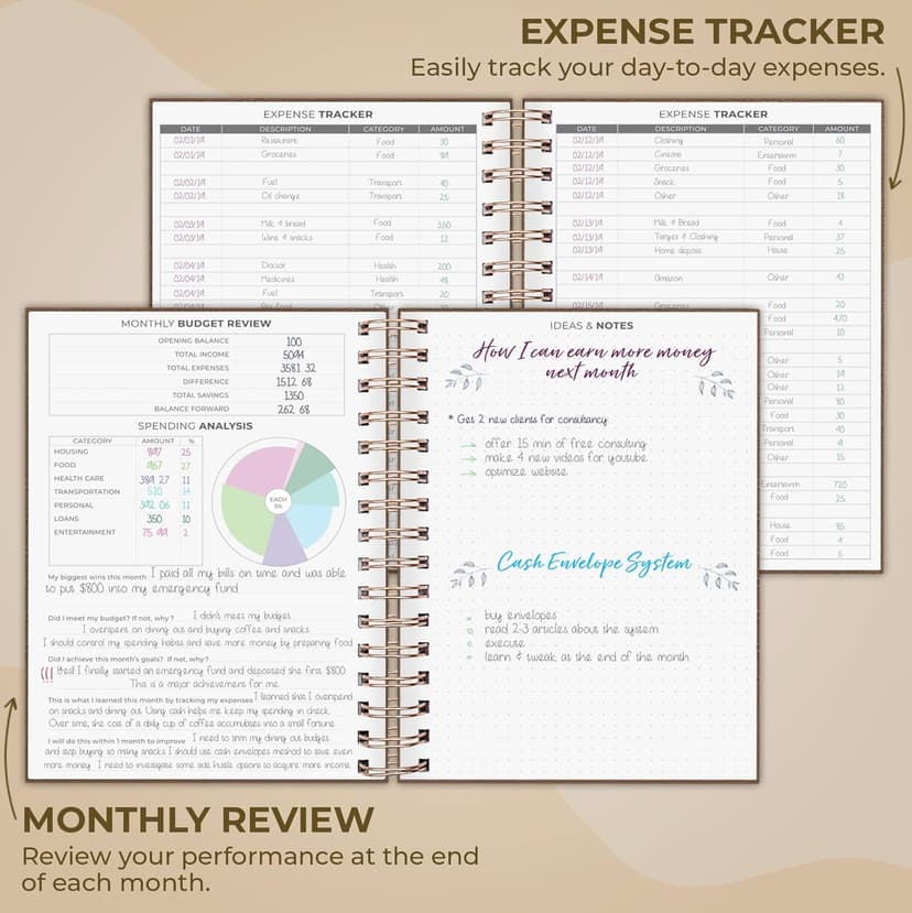 Clever Fox Budget Planner Spiral – Expense Tracker Notebook – Monthly Budgeting Organizer, Finance Logbook & Accounts Book to Control Your Money – Undated Bill Tracker, 6.3x8.4” - Brown