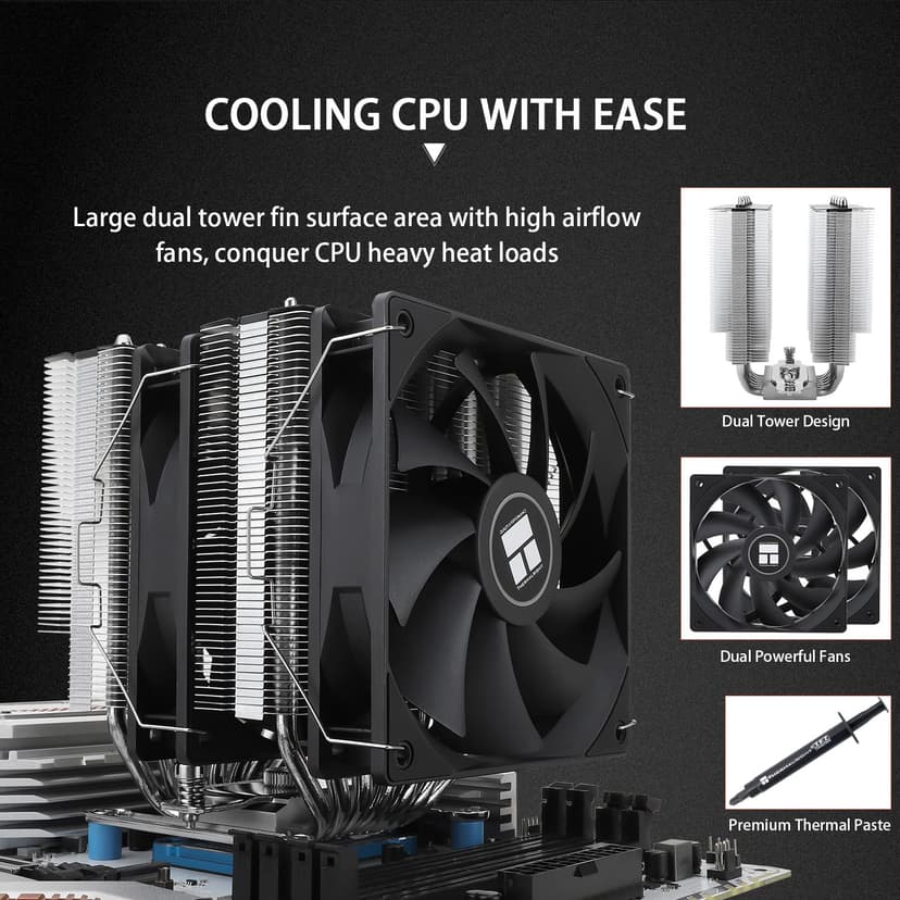 Thermalright PS120SE ARGB CPU Air Cooler, 7 Heat Pipes CPU Cooler,Dual 120mm TL-C12B-S V2 PWM Fan, AGHP 4.0 Technilogy, S-FDB Bearing, for AMD AM4 AM5/Intel 1700/1150/1151/1200, PC Cooler