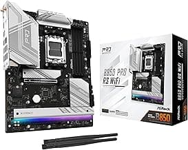 ASRock AMD B850 Pro RS WiFi 6E Socket AM5 Ryzen 9000/8000/7000 Series DDR5 up to 8000+ (OC) MHz 256GB ATX Motherboard M.2 SATA3 6.0 Gb/s PCIe 5.0 BIOS Flashback 2.5G LAN