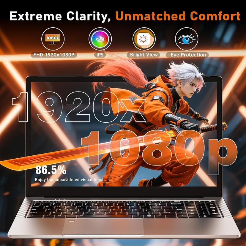 2025 Gaming Laptop 16 Inch Laptop Computer with AMD Ryzen 7 5825U Processor, 16GB DDR4, 1T SSD, FHD Display 1920*1080P, Windows 11 PRO, WiFi 6, Backlit Keyboard HDMI, for Student, Office, Business