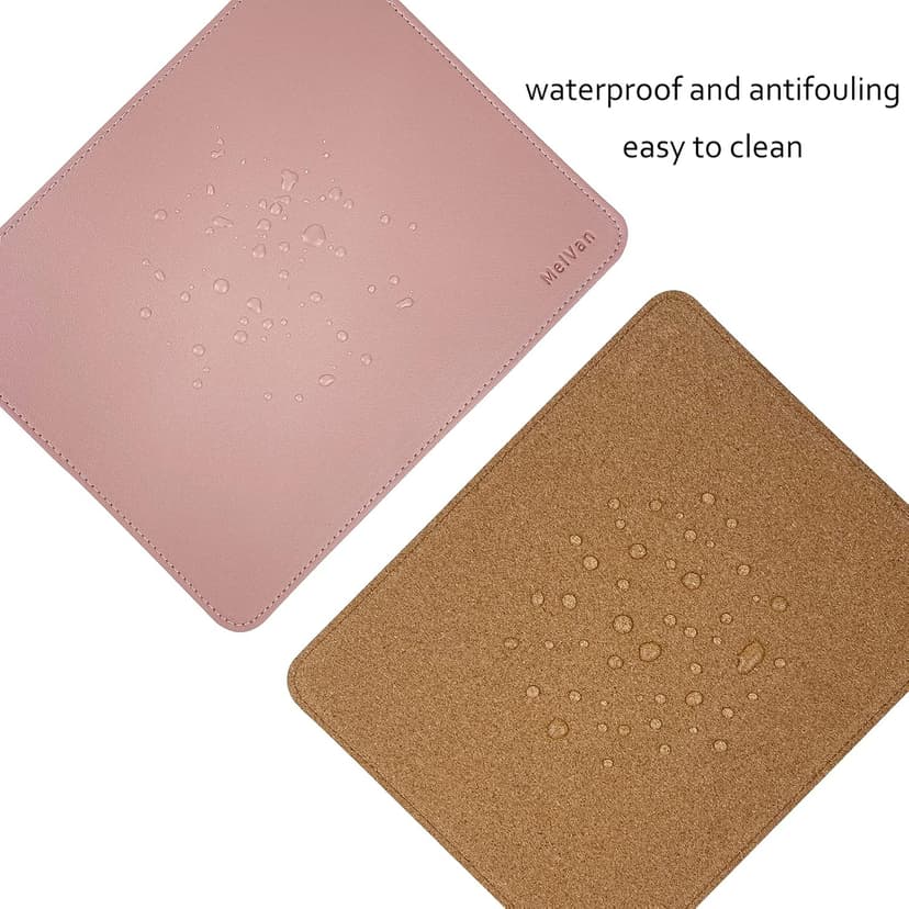MelVan PU Leather Mouse Pad with Stitched Edge, Waterproof Gaming Mouse Mat for Computers, Laptop, Office & Home, 10.2" x 8.3", 1 Pack (Pink)