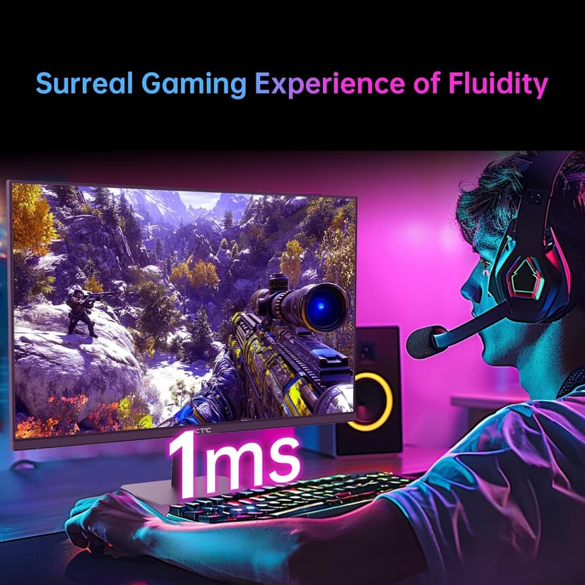 24 Inch 180Hz/190Hz Gaming Monitor, FHD PC Computer Monitor with Fast IPS Panel, HDR400, 133% sRGB, Bluelight Filter, 2 HDMI & 1 DP Port, Compatible Freesync and Wall Mountable, H24F8